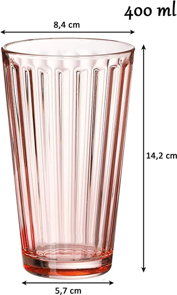 Ritzenhoff & Breker Longdrinkglas "LAWE" 400 Ml Rosa 6 Stück – Bild 2