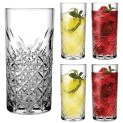Pasabahce Timeless 520205 Longdrink Glas Wassergläser Kristall Design 4´er Set Transparent 365 Ml
