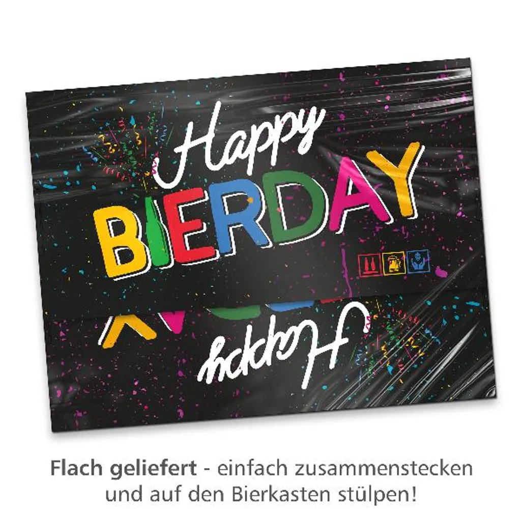 Itenga Bierkasten Geschenkverpackung Happy Bierday Hülle Zum Aufstecken Auf Bierkasten – Bild 4