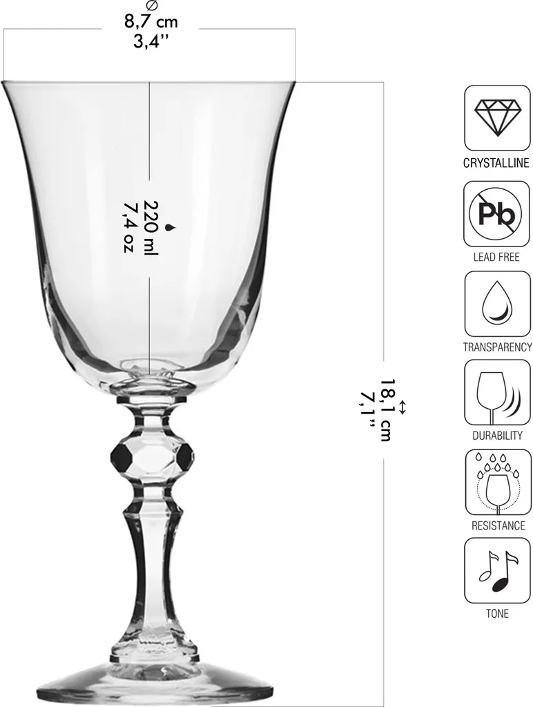 KROSNO Krista Kleine Rotweingläser, 6er-Set, 220 Ml – Bild 4