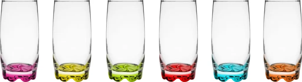 Trinkgläser Aus Glas 350ml (max.390ml) Set 6 Teilig Bunter Boden Wassergläser Saftgläser – Bild 3