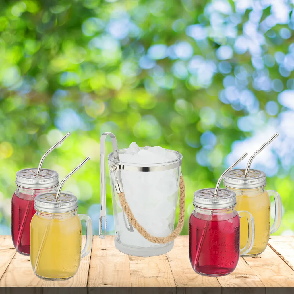 Relaxdays 4 Trinkgläser Mit Deckel Und Zubehör – Bild 2