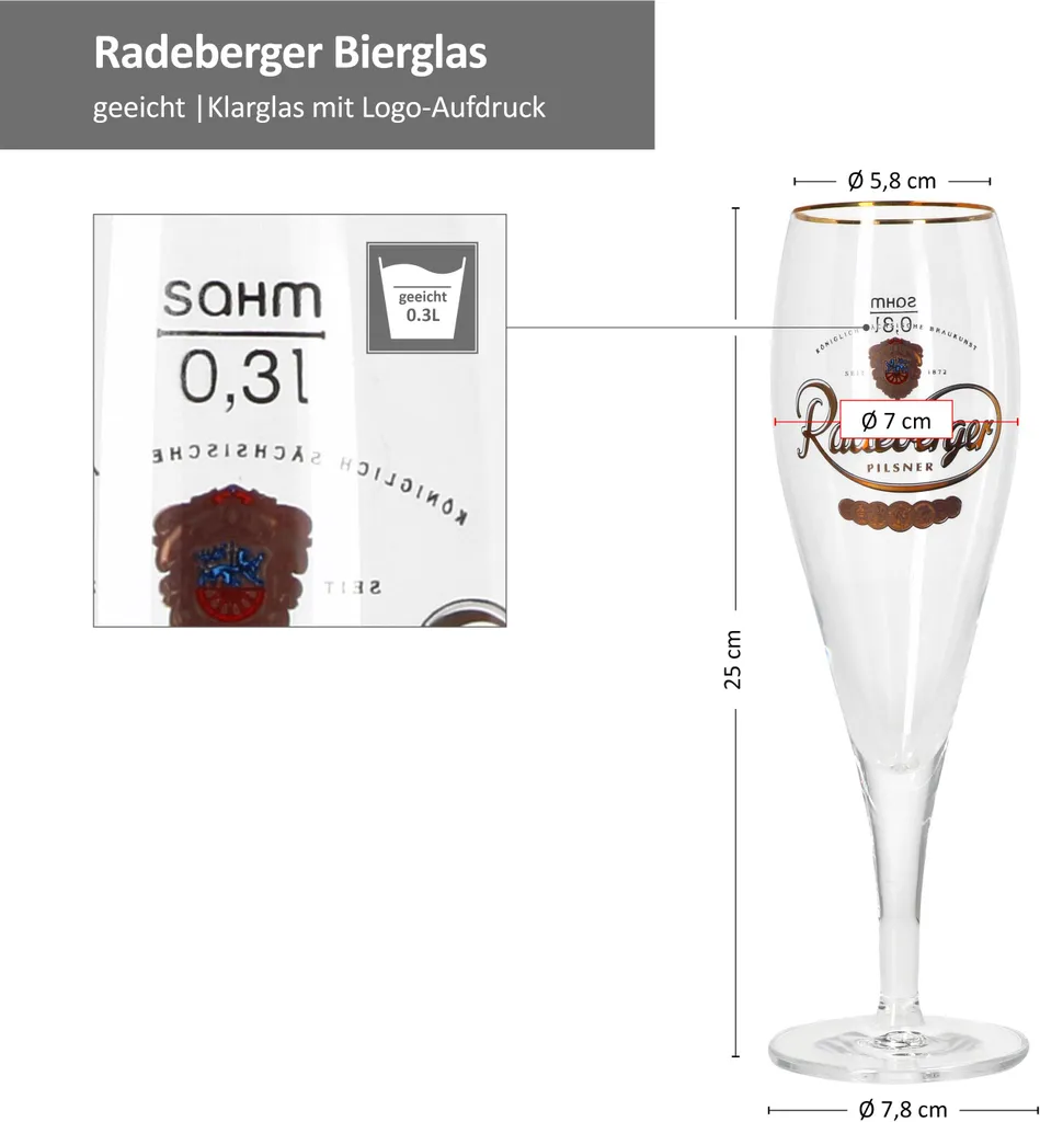 Van Well 6x Radeberger Pilsener Biergläser 0,3L Geeicht Pilstulpe Bierpokal Beer – Bild 6