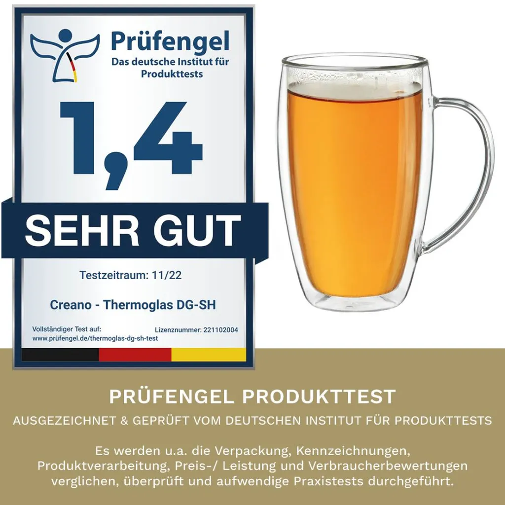 Thermoglas Mit Henkel „DG-SHH“ 400 Ml,4er Set – Bild 5
