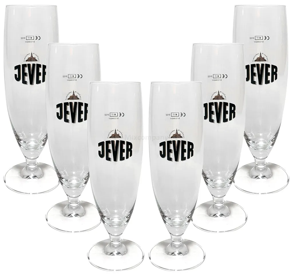 Jever Bierglas Bierpokal Glas Gläser-Set - 6x Pilstulpen 0,3l Geeicht