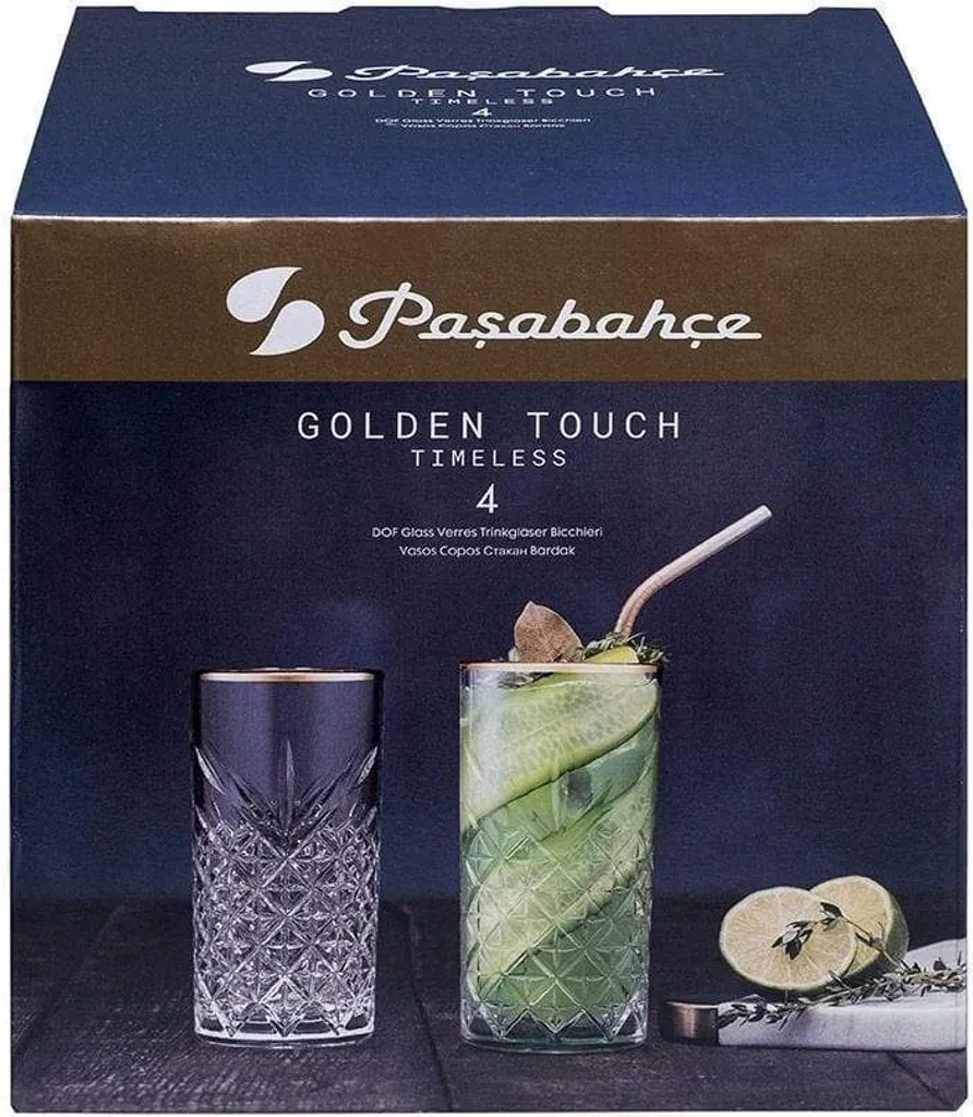 Pasabahce Timeless Golden Touch 4tlg Trinkglas Glas Tumbler 450ml 52800 – Bild 13