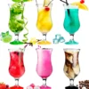 Cocktailgläser Set 6 Stück 400ml (max. 470ml) Longdrinkgläser Bargläser Hurricane Groß (Bunt)