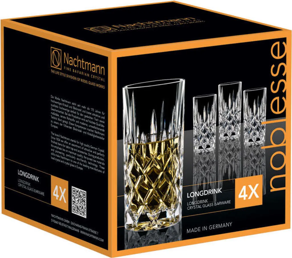 Nachtmann Noblesse Longdrinkglas Set, 8er Set, Wasserglas, Saftglas, Kristallglas, H 14.8 Cm, 375 Ml – Bild 4