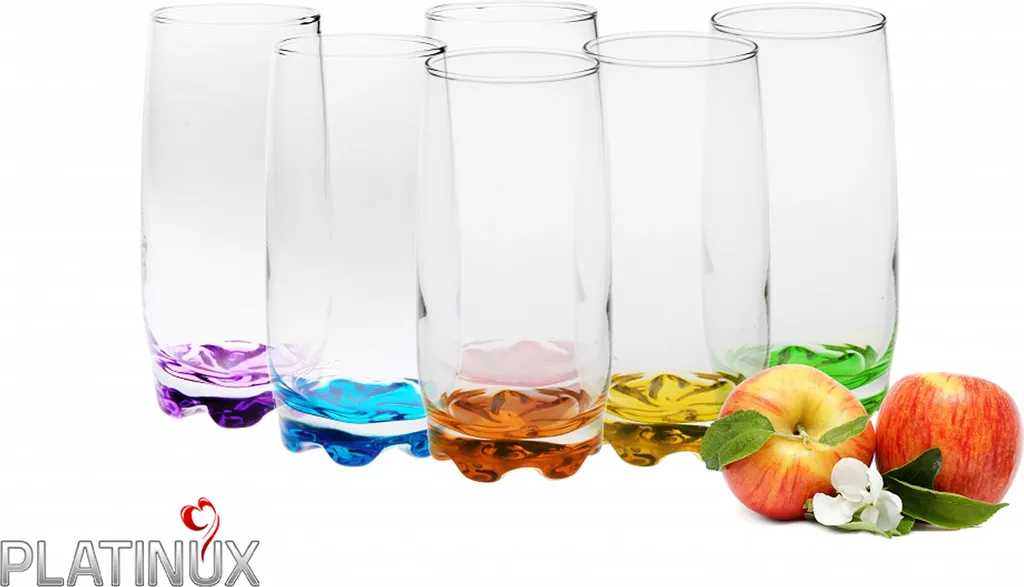 Trinkgläser Aus Glas 350ml (max.390ml) Set 6 Teilig Bunter Boden Wassergläser Saftgläser – Bild 4