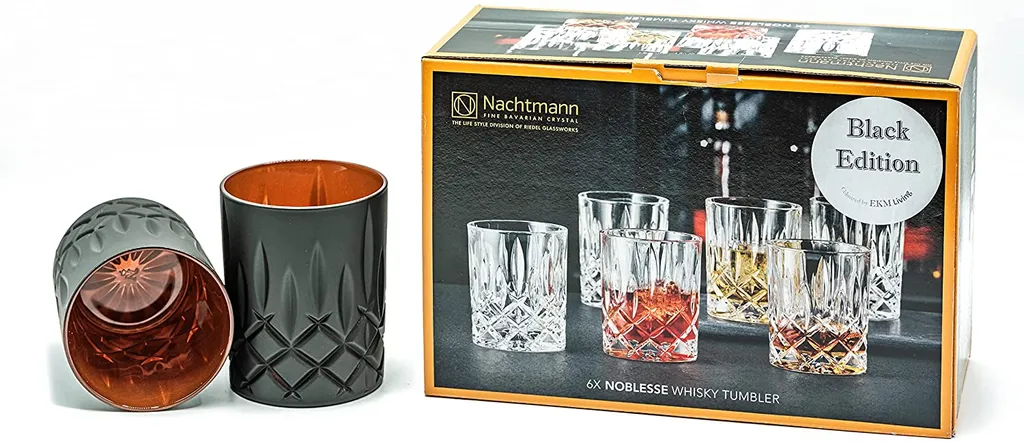 Nachtmann Noblesse 6er-Set Black Edition Whisky Gläser 295 Ml I Spülmaschinenfest I Wasserglas Coloured By EKM (schwarz/kupfer) + 6er-Set EKM Living Trinkhalme Schwarz – Bild 2